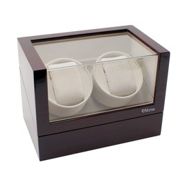 Versa Elite Double Watch Winder in Cherrywood - Up to 12 Setting Combinations - Independent Settings for Each Winder - No Magnetization Japanese Mabuchi Motor - Plenty of Space for Large Watches
