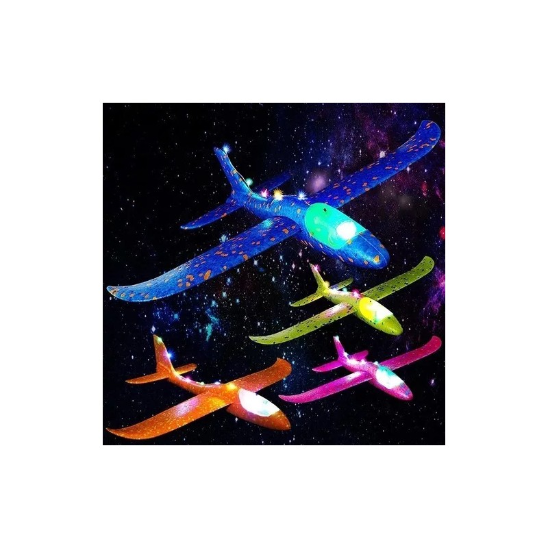 Avioneta Con Luz Led Avion Unicel Planeador Aeroplano