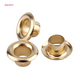 Ojales de metal, 100 piezas de ojales metalicos de 5 mm para manualidades de piel, tela, ropa, cinturón, tarjetas, decoración de álbumes de recortes (dorado)