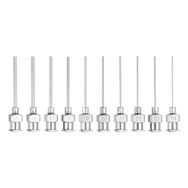 HARFINGTON 1set Dispensing Needle 15-24 Gauge 1 Inch Stainless Steel Blunt Tip Luer Connector for Refilling Glue Oil Thick Liquids Ink Lab Use, Silver