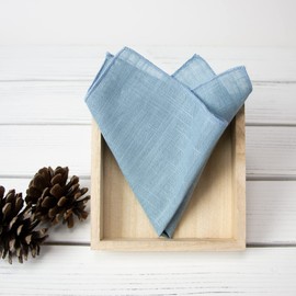 Spring Notion Juego de pañuelo cuadrado de mezcla de lino para hombre con corbatín y bolsillo, Azul Acero, Talla única