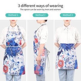 Viedouce Cooking Apron, Waterproof Aprons with Pockets, Adjustable Kitchen Apron for Men Women, Barbecue Apron, Baking Apron for Barista Barbecue Kitchen Restaurant Café Garden