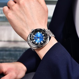 Benyar Automatic Watches for Men Stainless Steel Strap Mechanical Wristwatch Men 50M Waterproof Calendar Luminous Business Men's Wrist Watches