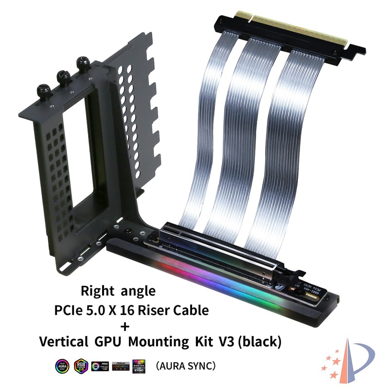 GIGA-MEGA PCIe X16 GEN5 Riser Cable with GPU Vertical Mount