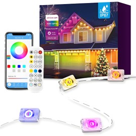 BTOOTB Luces Exteriores Permanentes - Luces RGBIC para Exteriores con Control APP, 15 Metros con 30 Luces LED para Aleros IP67 Impermeable para Decoraciones de Halloween, Navidad, Fiestas y Patio