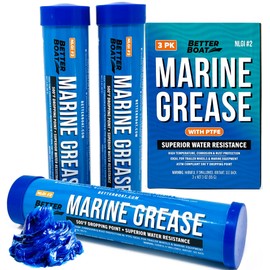 3PK Mini Marine Grease Tube, 3 Oz Cartridge, Waterproof High Temp Wheel Bearing Lubricant, NLGI 2, for Boat Trailer Bearings and Grease Guns, 3-Pack