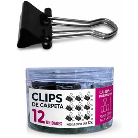 12pz Clips para Carpeta Grande 5 * 8cm Negros Clips para Hojas Pinzas Sujeta Documentos Sujetapapeles de Oficina