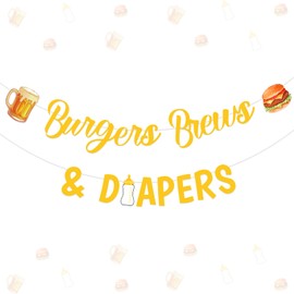 Kreatwow Beer and Diaper Party Decoration Burgers Brews and Diapers Party Banner BBQ Baby Shower Decor Baby Brewing Baby-Shower Decors Beer and Diaper Banner for Diapers Party Decor
