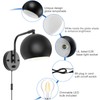 VATONI Dimmable Wall Sconces Set of 2, Plug in Wall
