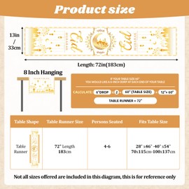 Ramadan Eid Mubarak Table Runner, Gold, Ramadan Decoration Eid Mubarak Tablecloth Runner, 180 cm Long Table Decoration, Muslim Islamic Iftar Table Decoration (Eid)