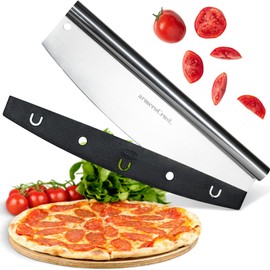 armeroCrust 16 Inch Pizza Cutter Rocker Blade - Easy Slicing - Premium Finish Pizza Slicer with Time Saving Pizza Cutter Rocker Design