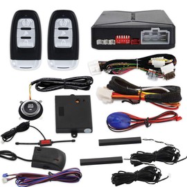 EASYGUARD EC010-MS PKE car Burglar Alarm Passive keyless Entry with Push Button Start & Remote Starter, Microwave Sensor Shock Alarm Warning DC12V