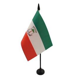 Equatorial Guinea Table Flag 4'' x 6'' - Equatoguinean Desk Flag 15 x 10 cm - Black plastic stick and base - AZ FLAG