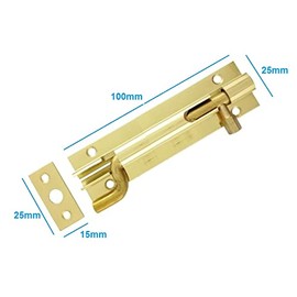 TERF Door Bolt Polished Brass Barrel Slide Lock Necked Door Bolt 100mm [4''] Door Latch with Screws Ideal Door Locks for Internal and External Doors - 100mm, Gold