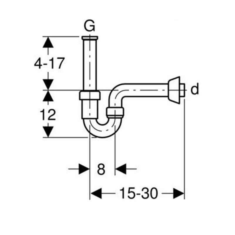 Geberit Series 151.100.11.1 Sink Siphon in PP White Swivel 11/4