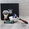 Shaving set perfect for wet shaving: synthetic hair brush &