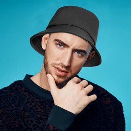 Unisex Athletic Bucket Hat Solid Colors Sun Hat with UV Protection for Outdoor Sports Packable Summer Hats Black