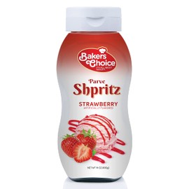 Strawberry Syrup - Ice Cream Toppings Spritz - 14 Ounce - Strawberry Sauce Squeeze Bottle Decorative Pancake - Kosher - by Bakers Choice
