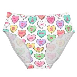 Peystean Women's Soft Underwear, Colorful Heart Candy Valentines Day Breathable Brief High Waist Stretchy Bikini Hipster Panties for Ladies Female Girls, X-Large