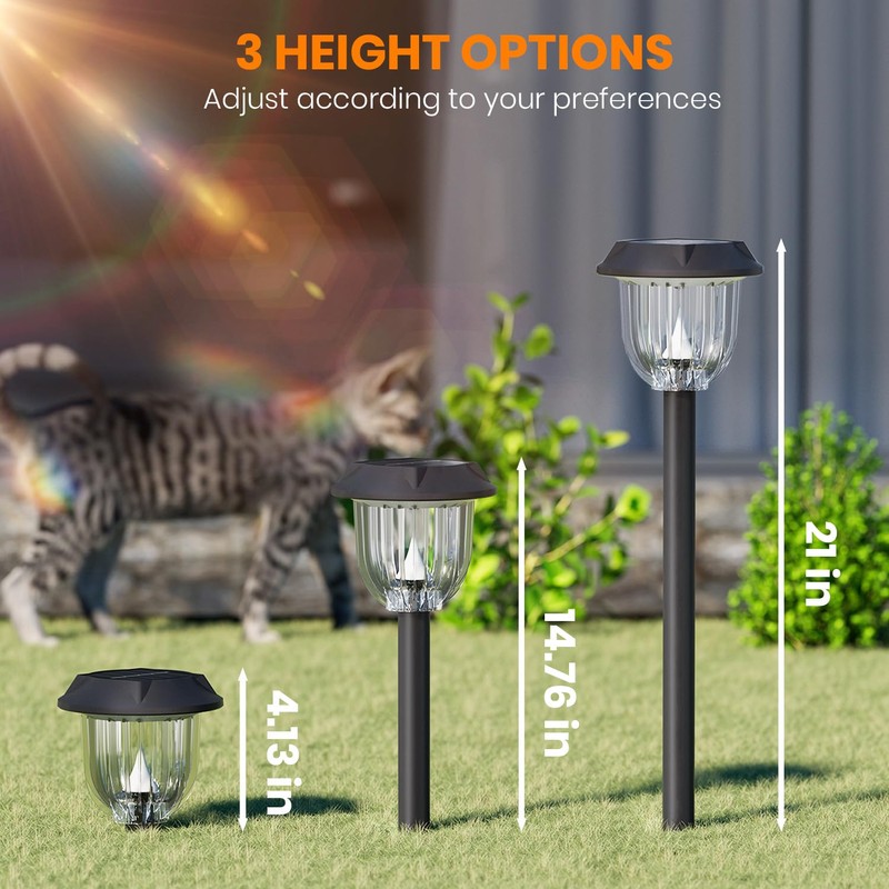 Bright 10 Pack Solar Pathway Lights Outdoor, Solar Powered Garden