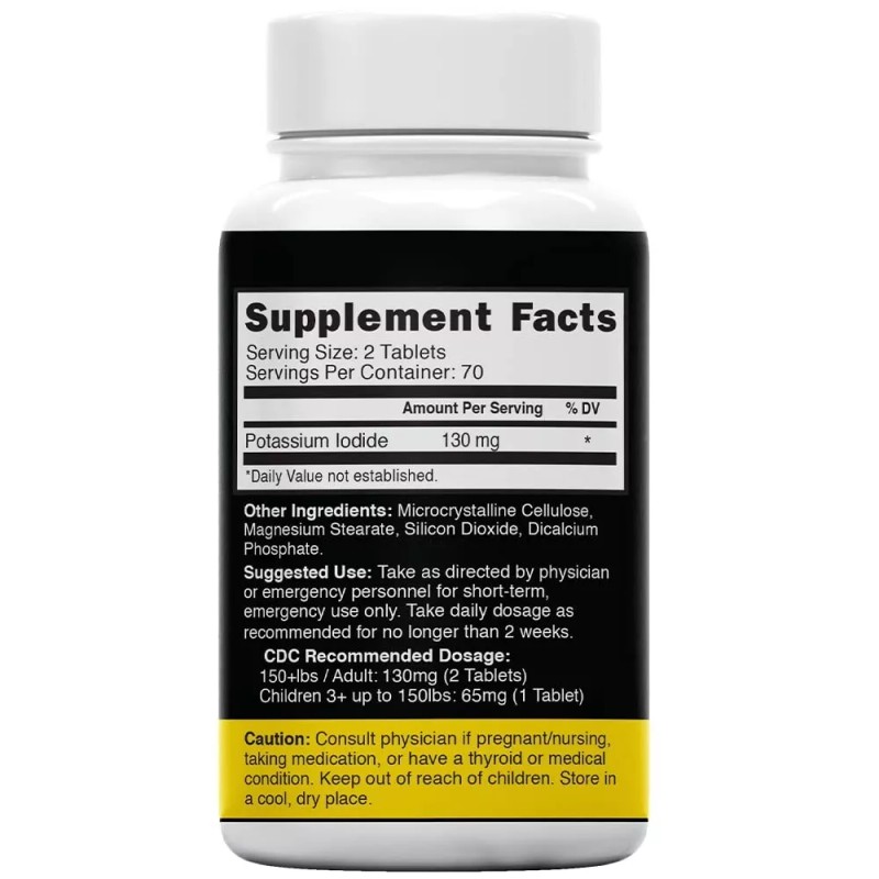 Nutri Supplements Potassium + Iodide Tablets Radiation 130 mg (2