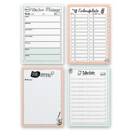 TypeStoff Notepads - Weekly Planner, TO-Do List, Reminder List, Shopping List - 4 Pads DIN A6 A 50 Sheets of Paper as Thought Support and Gift - NP-00356