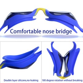 Maylai Children's Swimming Goggles Anti-Fog Anti UV Protection Swimming Goggles for Children, Adjustable Headband Swimming Goggles with Ear Plugs and Nose Clip for Boys and Girls Age 4-10 Years