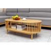 VaeFae Oval Coffee Table, Bamboo Coffee Table for Living Room,