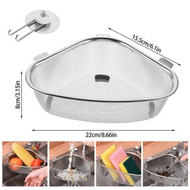 SHUOHONG Strainer Basket Sink, Stainless Steel Drain Strainer, Kitchen Sink, Pasta Strainer, Strainer Basket, Stainless Steel, Hanging Sink Strainer for Kitchen, Sink, Tap