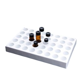Vial Rack for 10ml Vials, 40-Hole Laboratory Vial Tray Holder, Stackable Test Tube Sample Bottles Rack for Lab Storage, 1 Inch Hole Diameter (Φ25mm), Pack of 1 Pcs, (White)