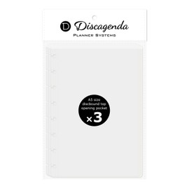 Discagenda Clear Top-Opening Pocket Pouch A5 (5.8x8.3in) Size, 3 Pack for 6-Ring Ringbound Planner Personal Organizer