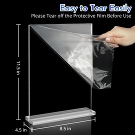 SUNQEBO 2 Pack Acrylic Sign Holder 8.5x11, Double Sided Clear Display Stand Table Top Sign Paper Holder, Vertical Menu Flyer Stand for Mall Office Home Store Restaurant Retail Show Fair T Shape