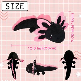 Axolotl Plush Toy,Axolotl Stuffed Animal,14.6" Kawaii Doll Stuffed Toy Gifts for Boys Girls (Black)