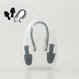 Nose Clip, Nose Plugs, Swimming Ear Plugs, Set of 2, Waterproof, Reusable, Comfortable to Wear, Unisex, Suitable for Beginners to Swimming, Storage Case Included