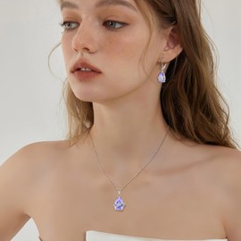 Inpasne Teardrop Alexandrite Necklace for Women 925 Sterling Silver June Birthstone Necklace Pendant Jewelry Gifts for Her