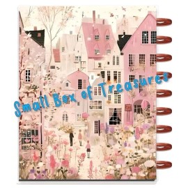 Handmade Pink Flower Street Scene Cover Set for use with Classic Happy Planner-