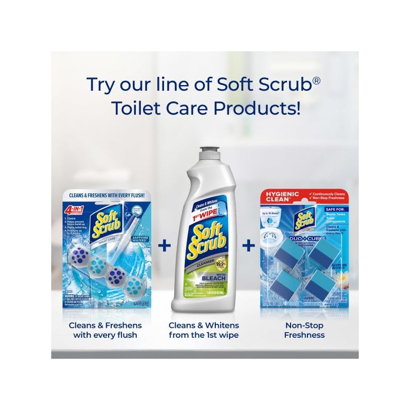 Soft Scrub 4-in-1 Rim Hanger Toilet Bowl Cleaner, Sapphire Waters,