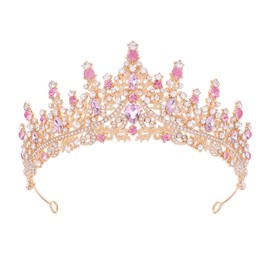 Feltent Pink Tiara for Women Crystal Queen Crowns Rhinestone Princess Tiaras for Women Wedding Headband for Bride Hair Accessories for Halloween Costume Birthday Party Prom Mother's Gifts