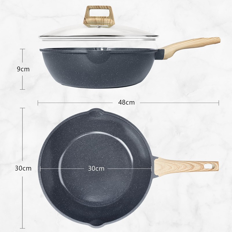 GiPP Ceramic Nonstick Deep Frying Pan Skillet, 12" Saute Pan