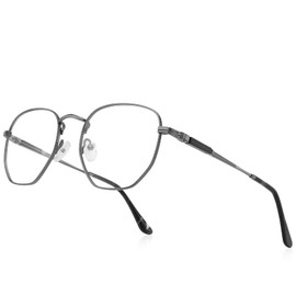 RB.Pilot Classic Square Polygon Reading Glasses for Men Women Light Blocking Computer Readers Spring Hinge Metal Frame