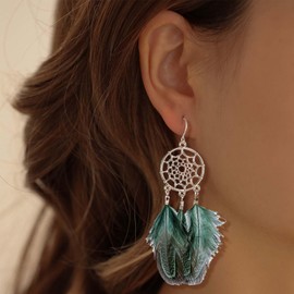 Stocking Stuffers Holiday Outfits for Women 2024 Feather Earrings for Women Vintage Boho Earrings Long Tassel Dangle Earrings Bohemian Statement Earrings Dainty Western Jewelry for Women