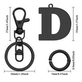 Initial D Keychain for Women Girl 26 Alphabet Initial Letter Pendant with Key Ring for Purse Handbags Black Stainless Steel Monogram Letter D Key Chain Birthday Gift for Her Women Wife Girlfriend Mom