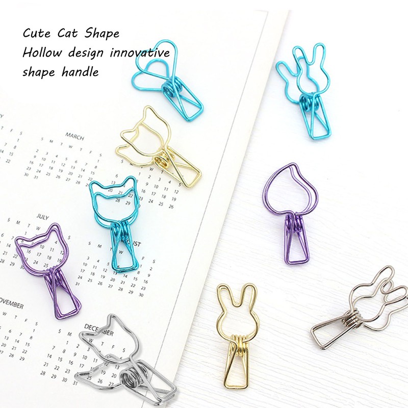 100pcs Cat Binder Clips Cute Cartoon Strong Clamping Force Metal