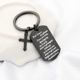 WSNANG Christian Gift Jeremiah 29:11 Keychain I Know The Plans I Have for You Keychain Religious Jewelry Christian Fans (black)