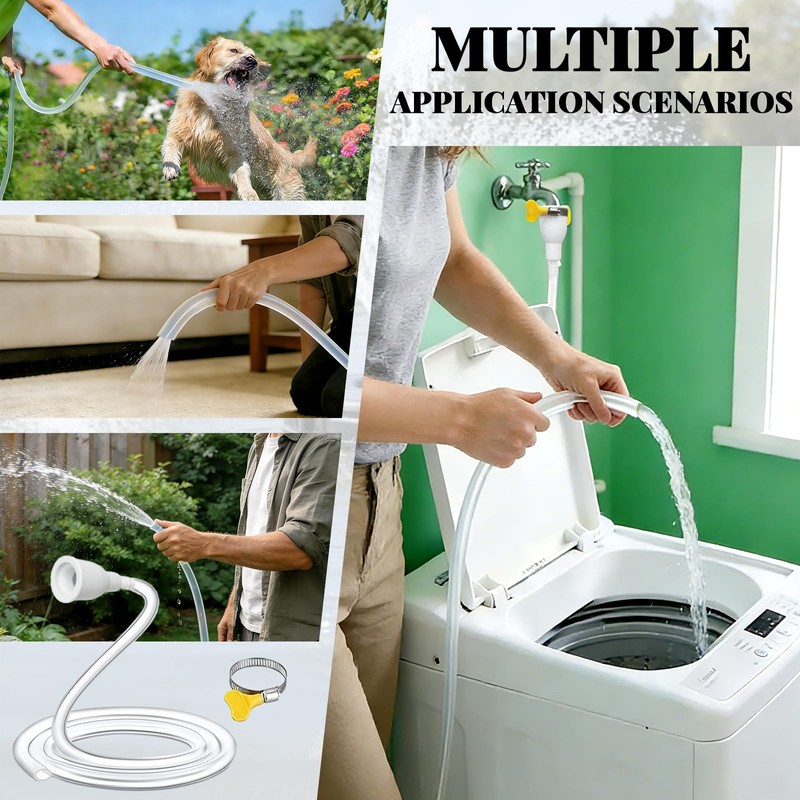 Faucet Hose Adapter for Sink, 10 FT Transparent PVC Extra