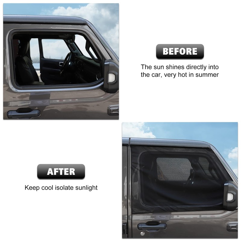 Front Window Sun Shade Covers Elasticized Breathable Mesh Car Side