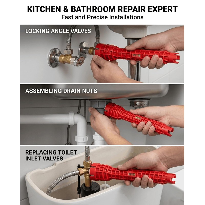 HDWY 8 in 1 Multifunctional Sink Wrench, Faucet and Sink