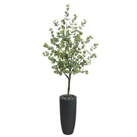 Nearly Natural 5ft. Eucalyptus Artificial Tree in Gray Planter