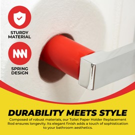 Qualihome RED Universal Plastic Spring Loaded Toilet Paper Roll Holder Replacement Rod, RED Toilet Paper Roll Replacement Rod