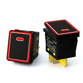 FILN KCD4 30A DPST Rocker Switch 4 Way Power Switch ON Off 2 Position Red LED Light Snap-in 110v Heavy Duty Marine Switches (2PCS Red Aluminum Alloy)